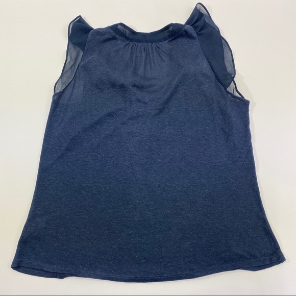 Anthropologie Deletta Linen Blue Bow Ruffle Top Small - Picture 7 of 8